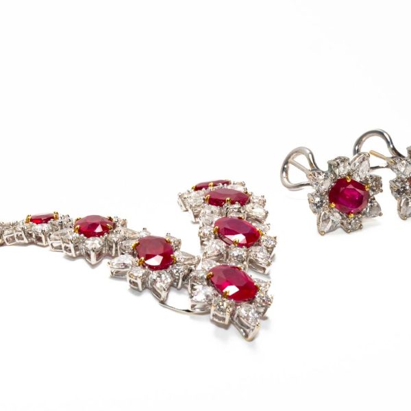 Parure Collana Ed Orecchini In Oro Bianco
